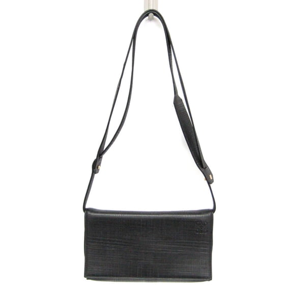 Pre-Owned Loewe Anagram Women's Leather Shoulder Bag Black