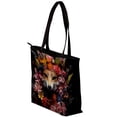 thumbnail image 3 of Fragmented Flowers Canvas Leather Mix Tote Bag with Twill, Sponge, Jeanette Material | 30x10.5x39cm/11.8x4.1x15.4in Size, 3 of 5