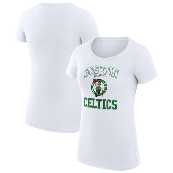 Women's G-III 4Her by Carl Banks White Boston Celtics Super-Slim Fit Lightweight Team Logo T-Shirt