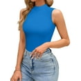 thumbnail image 3 of Vafful Mock Neck Tank Tops for Women Sleeveless Turtleneck Women Tank Tops Slim Fit Ribbed Basic Tank Top for Women Sleeveless Tank Tops Slim Fit Stretchy Layer Tee Shirts Blue, 3 of 6