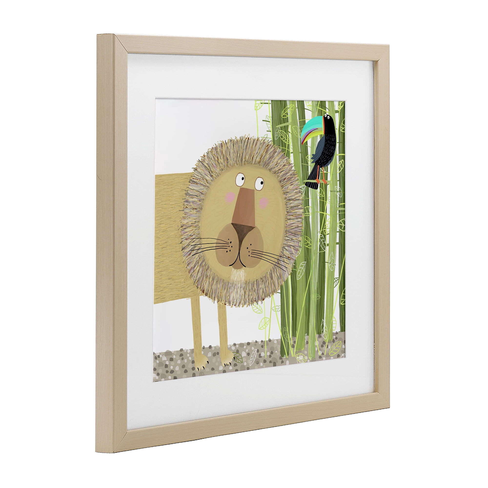Stupell Industries Lion with Bamboo Trees & Toucan Birch Framed Print Under Glass, design by Carla Daly