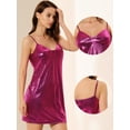 thumbnail image 2 of Unique Bargains Robe Courte à Bretelles Spaghetti à Paillettes Métalliques pour Femme, 2 of 5