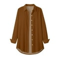 thumbnail image 4 of Breezora Oversized Long Sleeve Button Front Shirt Women Loose Fit Flowy Blouse with Side Slits for Layering and Street Style XL Size Coffee, 4 of 5