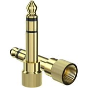 6.35mm (1/4 Inch) Male to 3.5mm (1/8 Inch) Female Audio Adapter Gold Plated Stereo Phone Screw-On Adapter for Guitar