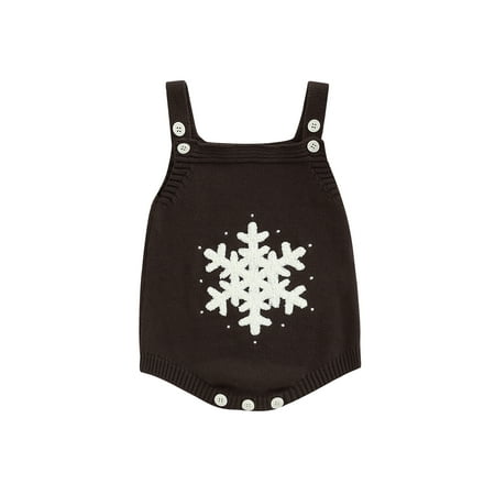 

Bagilaanoe Newborn Baby Girl Boy Knitting Rompers Snowflake Print Sleeveless Bodysuit 3M 6M 12M 18M Infant Ribbed One Piece Jumpsuit