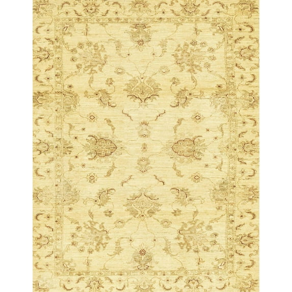 Ahgly Company Machine Washable Indoor Rectangle Abstract Mustard Yellow Area Rugs, 2' x 5'