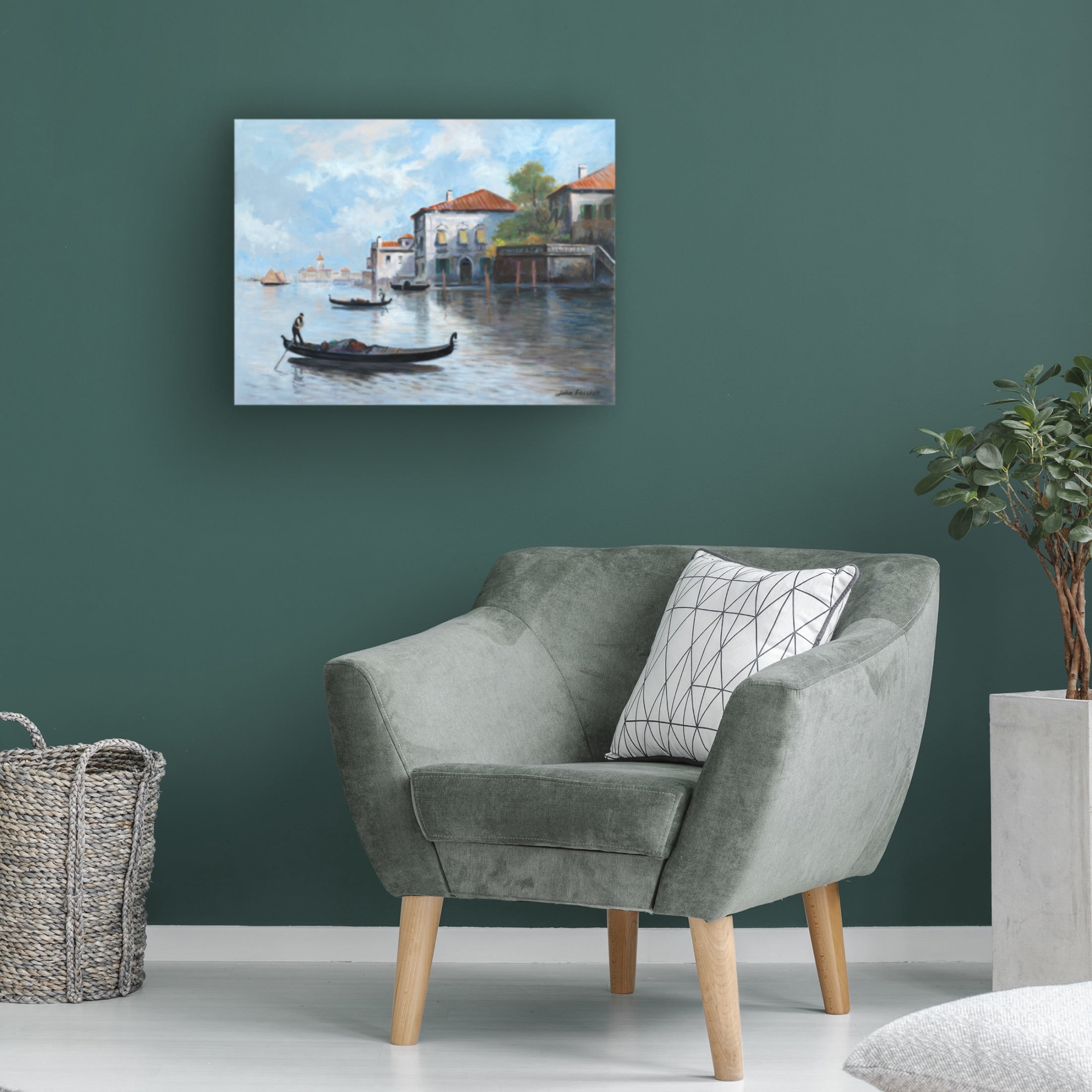 Canvas Wall Art - John Zaccheo 'Gondolas' Wall Art for Living Room, Bedroom, or Office Décor by Trademark Fine Art - 24 x 18 Inches