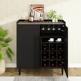 thumbnail image 4 of furlinkhm Wine Bar Cabinet, Industrial Bar Cabinets for Liquor and Glasses, 37" Kitchen Coffee Bar Cabinet Liquor Cabinet Bar for Home with Removable Wine Racks, Black, 4 of 9