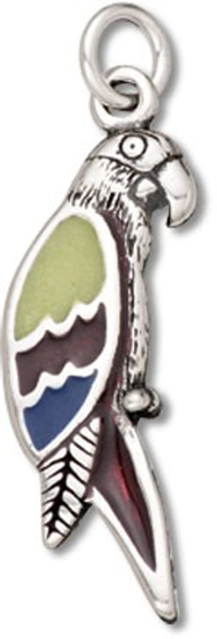 Sterling Silver Girls .8mm Box Chain 3D Pet Bird Parrot Macaw Pendant Necklace