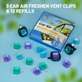 thumbnail image 5 of Car Air Freshener Vent Clips, 3 Vent Clips &12 Refills, Automotive Air Fresheners for Odor Eliminator-New Car, Lavender, Sea Breeze Scent, 5 of 8