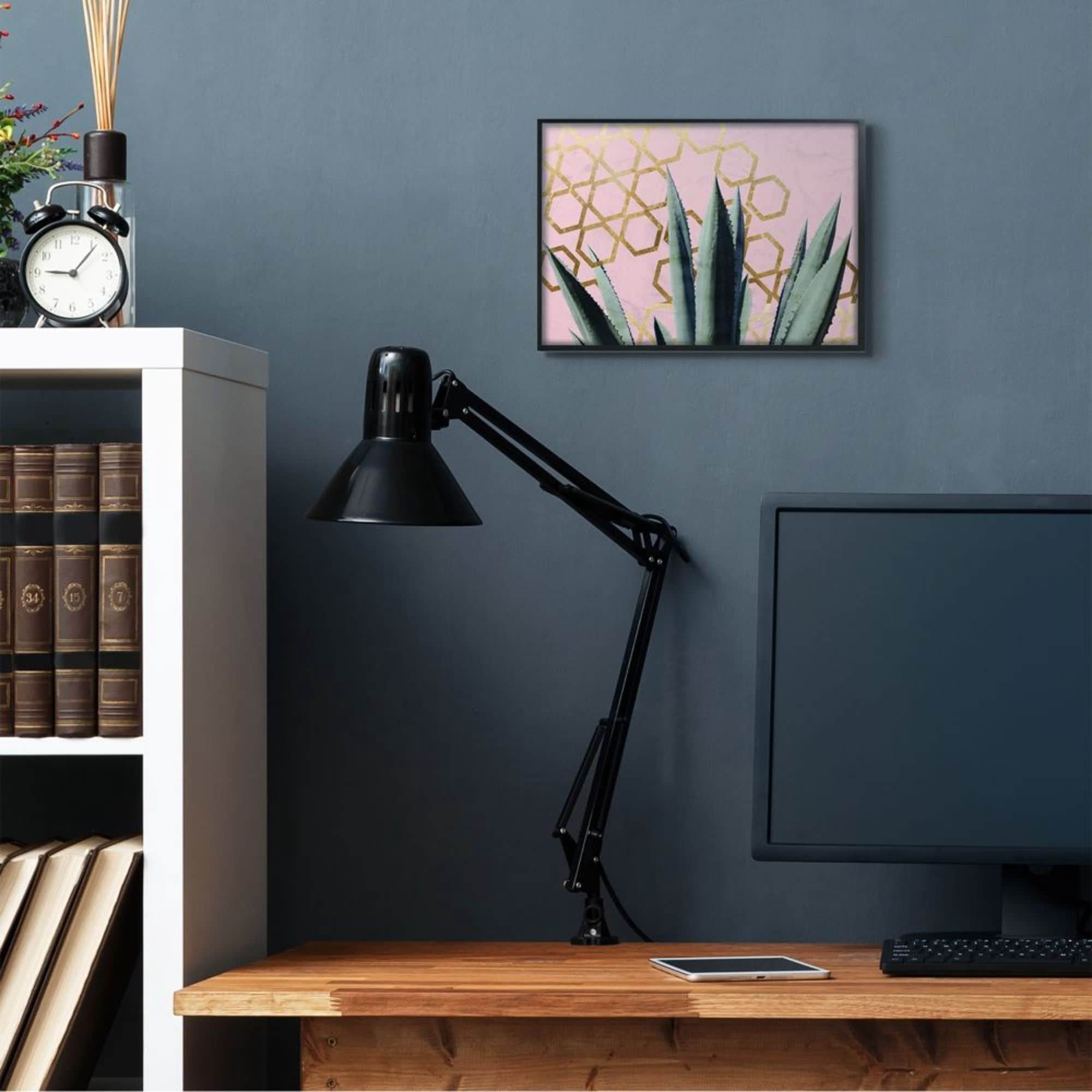 Stupell Industries Cactus Leaves and Geometric Pattern over Pink Design by Daphne Polselli