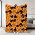 thumbnail image 4 of Yhmxh Halloween Throw Blankets, Soft Ghost Throw Blanket Cute Funny Spooky Blanket, Cozy & Warm Halloween Decor Plush Fuzzy Reversible Blankets for Bed Sofa Couch Livingroom Chair Car Travel, 4 of 6