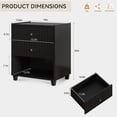 thumbnail image 2 of ZOSQUARE Modern Nightstand, Black Fluted Bedside Table with 2 Drawers and Open Shelf, End Tables with Gold Knobs for Bedroom, Living Room, 2 of 6