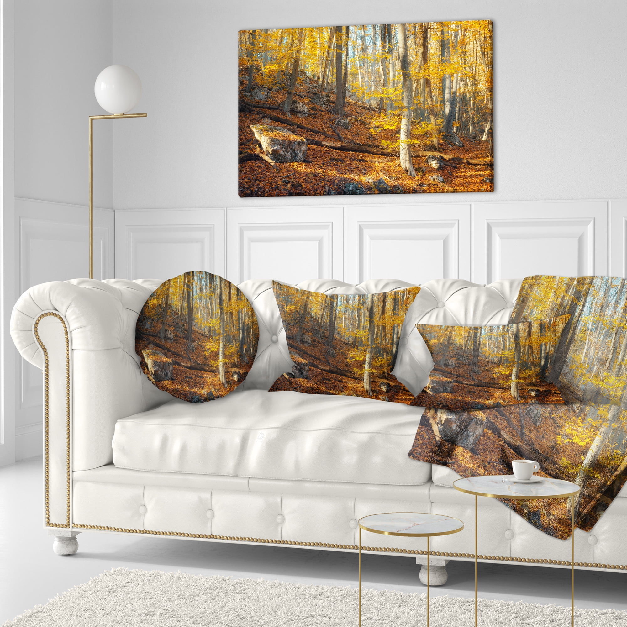 Designart Crimean Mountains Yellow Leaves - Landscape Photography Throw Pillow - 12x20