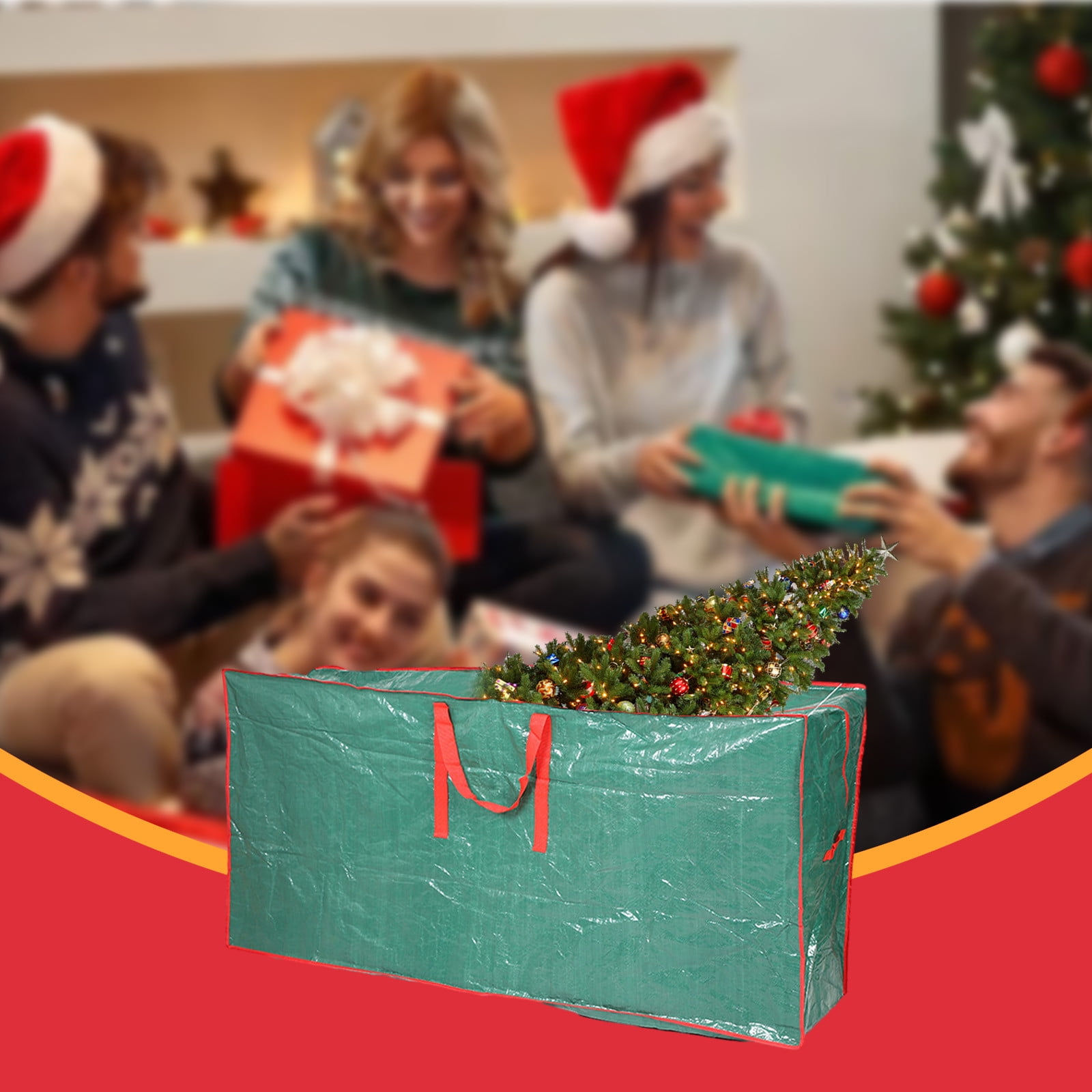 Sac De Rangement Pour Sapin De Noël - 2 Tailles (127cm Ou 152cm) - Tissu Oxford Avec Fermeture éclair Et Poignées Renforcées - 7