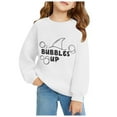 thumbnail image 2 of Zylarhe Girls Boys Sweatshirt Boys Letter Print Hooded Sweatshirt Long Sleeve Cozy Pullover for Kids Youth Casual Wear White 10-12 Years, 2 of 3