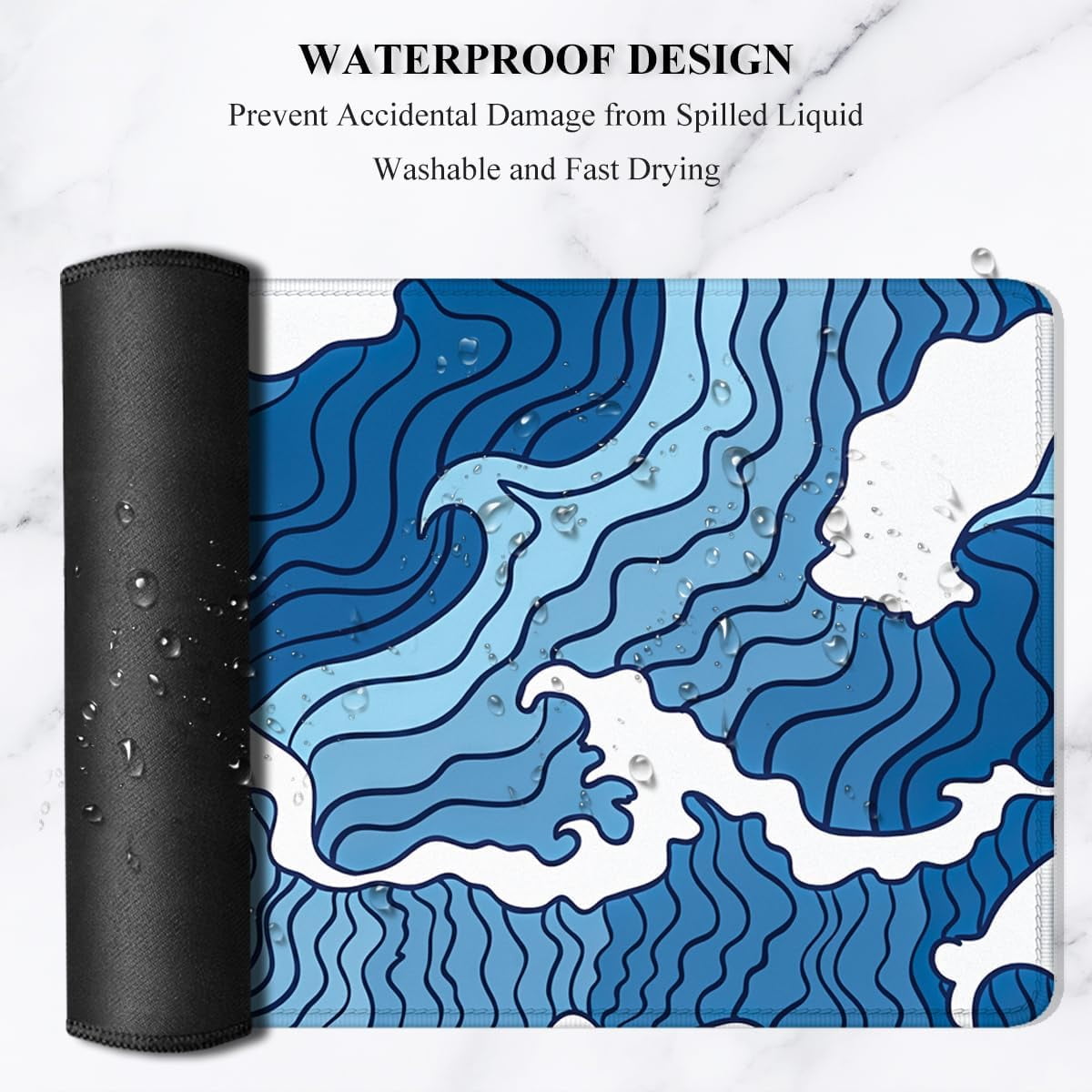 Large Mouse Pad, XXL Gaming Mousepad, Desk Mat for Desktop, Thick Rubber, Big & Long Size, Stitched Edges, Full Desk Pad for Laptop & Computer, Extended 31.5 x 11.8 in, Janpanese Wave