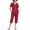 Wine Red, variant on Women's Pajama Sets 100% Cotton Summer Short Sleeve Capri Pajamas for Women Set Button Down Pjs Soft Sleepwear(Wine Red,M)