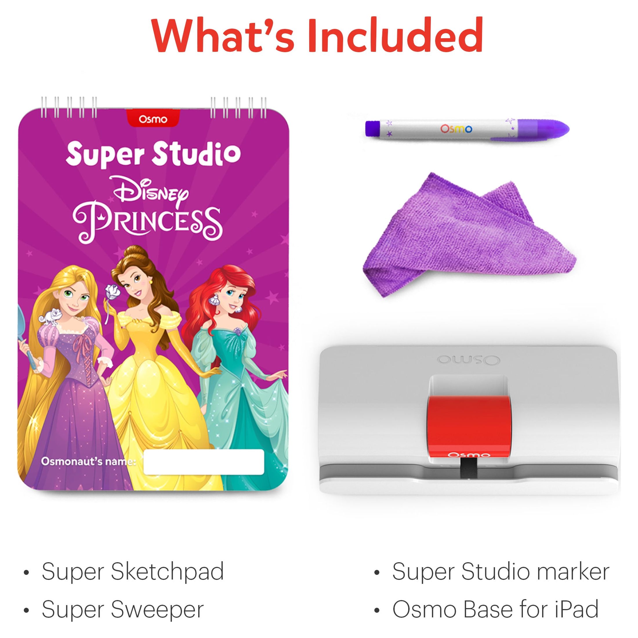 Osmo - Super Studio Disney Princess Starter Kit for iPad, Ages 5-11, Sketchbook, 100+ Cartoon Drawings, Disney Drawings, Drawing Games, Disney Toys, Kids Art, Erasable Drawing Board, Kid Learning Toys - image 8 of 8