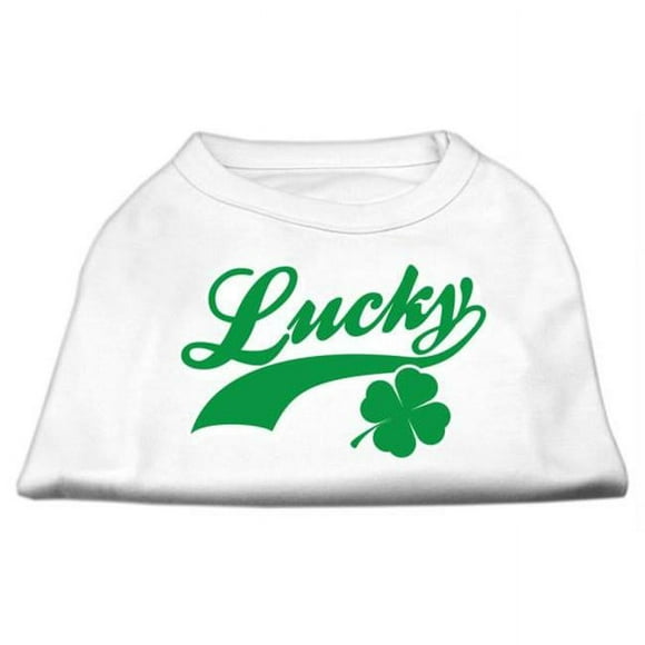 Mirage Pet Products 51-62 XXLWT Lucky Swoosh Screen Print Shirt White XXL - 18