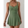 thumbnail image 4 of SKQIT Sweetheart Neck Ruched Swim Dress, Tummy Control One Piece Swimsuit with Adjustable Straps, 4 of 6