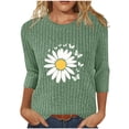 thumbnail image 2 of Jsaierl 3/4 Length Sleeve Womens Tops Plus Size Crew Neck Shirts Boho Graphic Petite Blouses Flowy Holiday Tunic Top S-2XL, 2 of 6