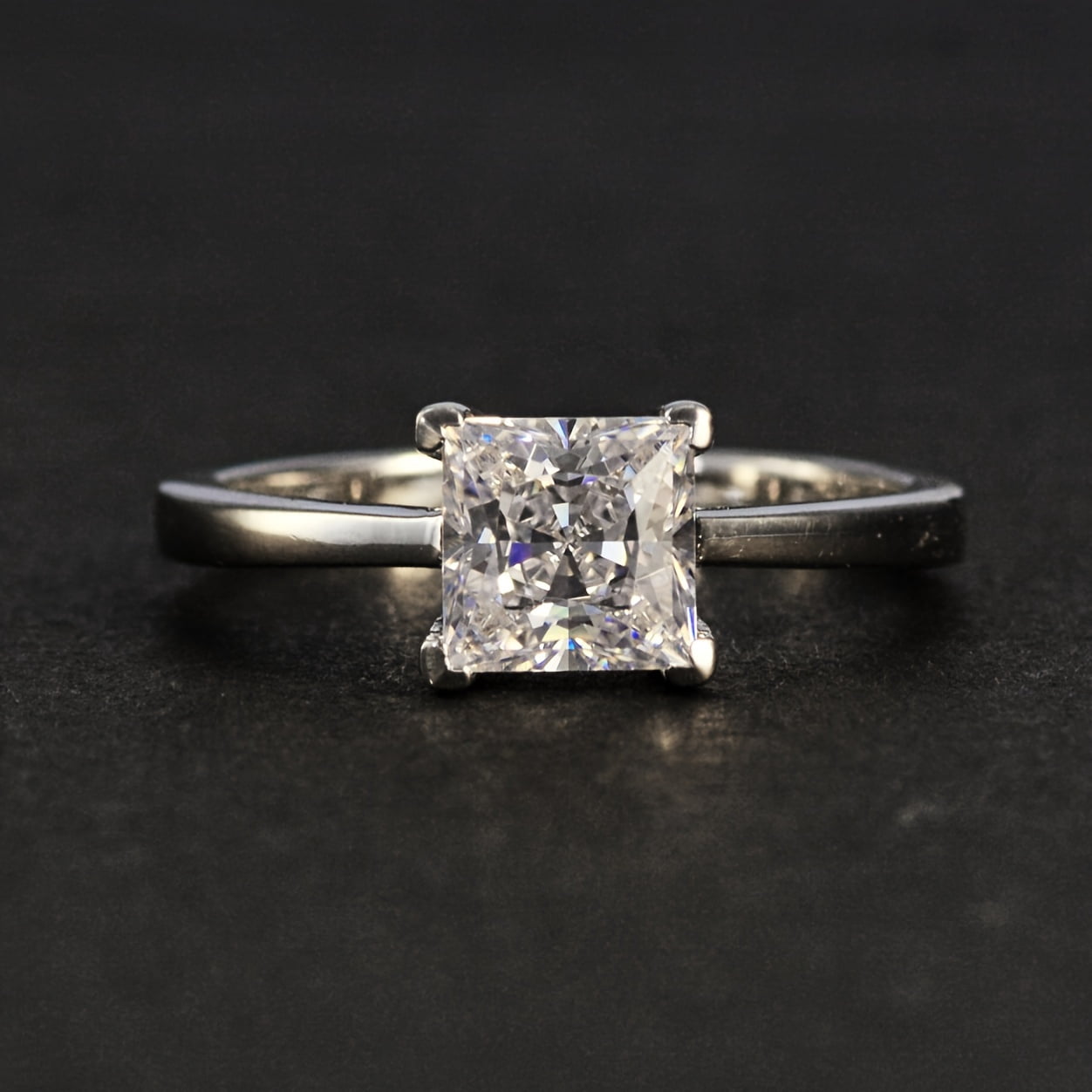 1 Carat Classic Princess Cut Moissanite Ring for Women, Engagement Wedding Jewelry