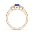 thumbnail image 2 of ANGARA Natural 1.5 ct Tanzanite and Diamond Three Stone Ring in 14K Rose Gold for Women (Size-8x6mm) | December Birthstone, Birthday, Anniversary, Jewelry Gift for Women | Natural Tanzanite Ring, 2 of 9