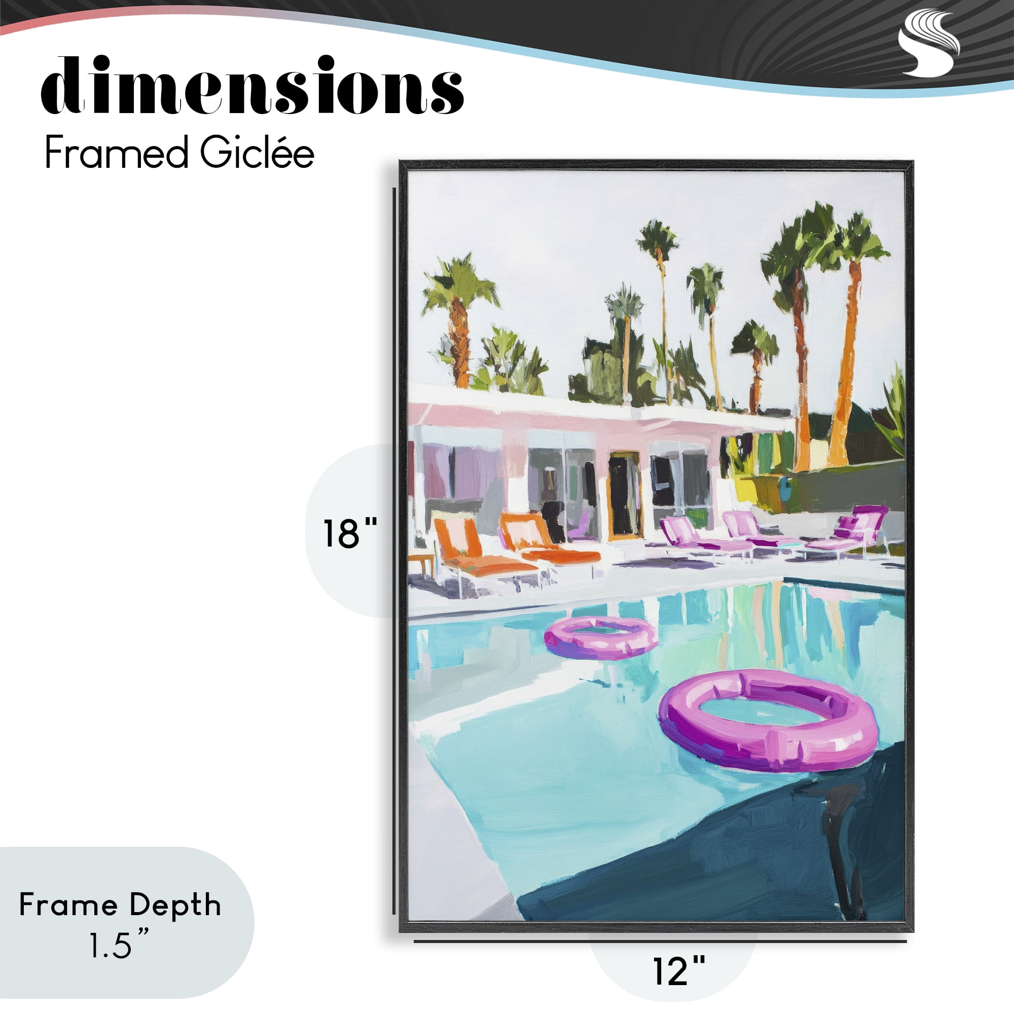 Stupell Industries Palm Springs Poolside Impression Black Framed Giclee Art, design by Sisi and Seb