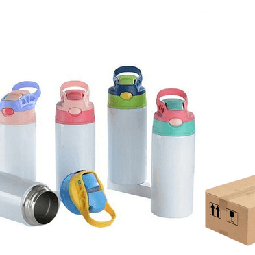 Case of 25pcs *12oz(5pink 5bule 5red 5skybule 5yellow) Kid Tumbler Sublimation Strainght Insulated Tumbler With Lids and Straws