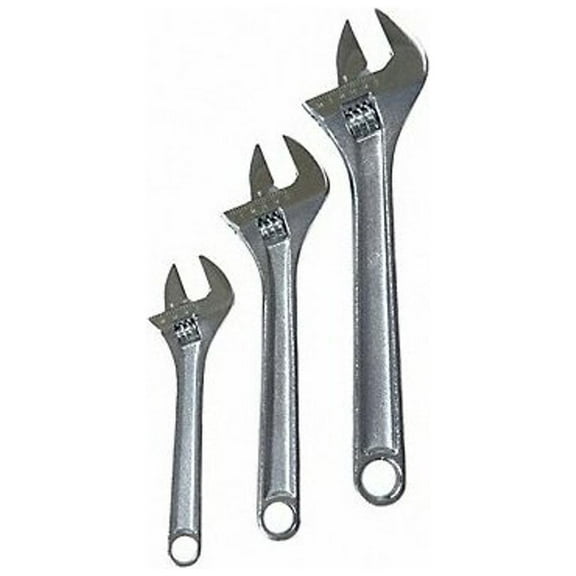 Westward 3-Piece Chrome Adjustable Wrench Set (6 in, 8 in, 10 in) 1NYB8
