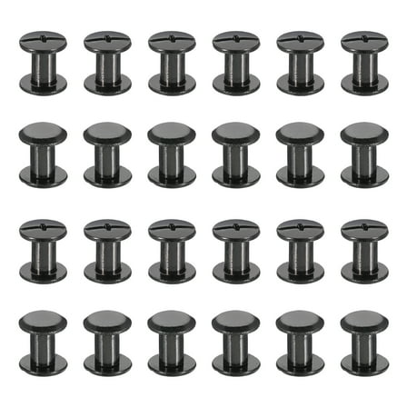 24 Sets Chicago Screws, 8mm L Galvanized Iron Chicago Screw Phillips Binding Post Screw Rivets for Leather Belt Scrapbook Photo Albums, Black