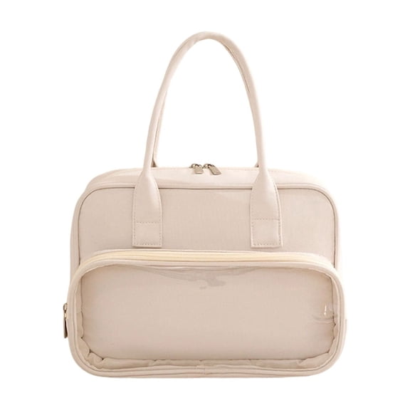 Tdxkok Large Capacity Travel Wash Bag Cosmetic Organizer Portable Toiletry Bag for Business Trips 11.02*7.87*5.12IN Beige