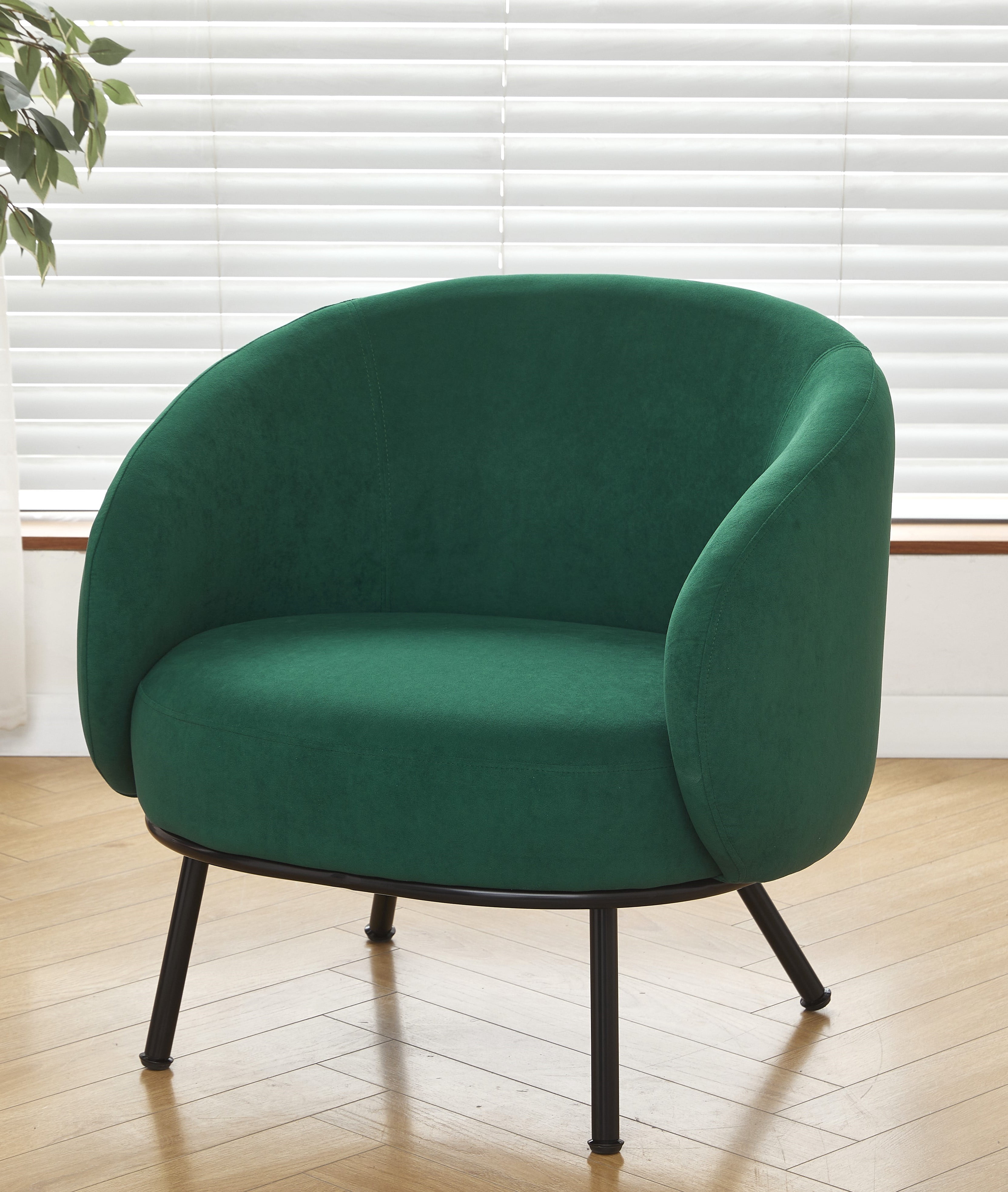US Pride Furniture Luxury and Elegance Modern Channel Chair with Velvet Fabric Material and Thin Metal Legs Green