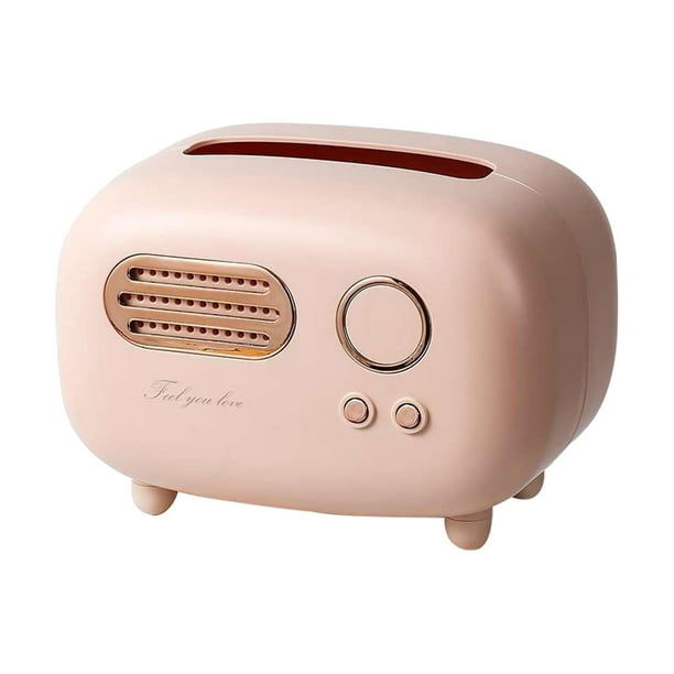 Caja de pañuelos con radio, servilletero, dispensador de papel, caja de almacenamiento de servilletas para bar y bodega. Rosado