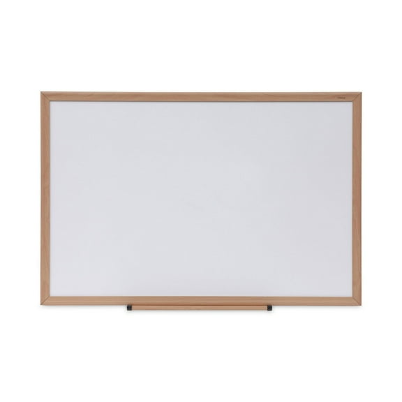 Universal Deluxe Melamine Dry Erase Board 36 x 24 Oak Fiberboard Frame UNV43619