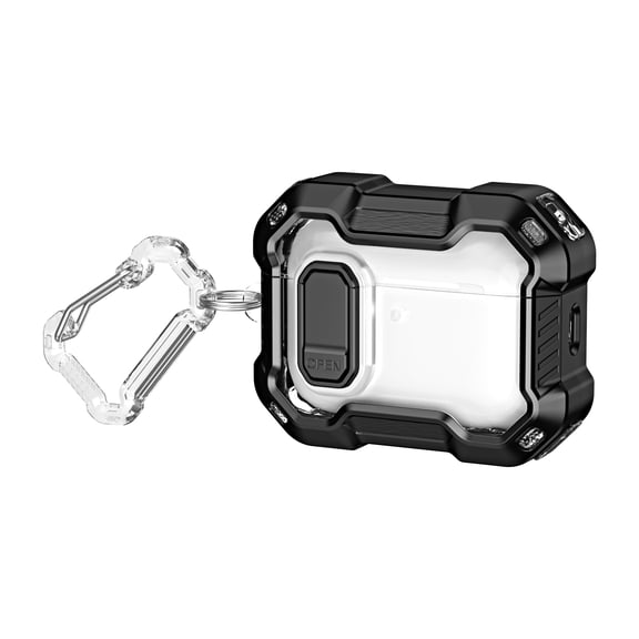 Corliven for Airpods 4/5th Gen Case, Rugged Full Body PC TPU Protective Cover with Wireless Charging Support, Black