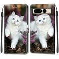thumbnail image 2 of Feishell Wallet Case for Google Pixel 7 Pro 6.7 inch,Shockproof Stylish Pattern PU Leather Magnetic Clasp Folio Flip Holder Card Slots Slim Phone Cover with Wrist Strap,White Cat, 2 of 7