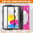 thumbnail image 3 of SaniMore Tri-layer Case for iPad 10th Generation 10.9" 2022, 360° Rotating Hand Rope Crossbody Shoulder Strap Bracket Screen Protecton Heavy Duty Protective Dustproof Anti-drop Shockproof Case, Rose, 3 of 13