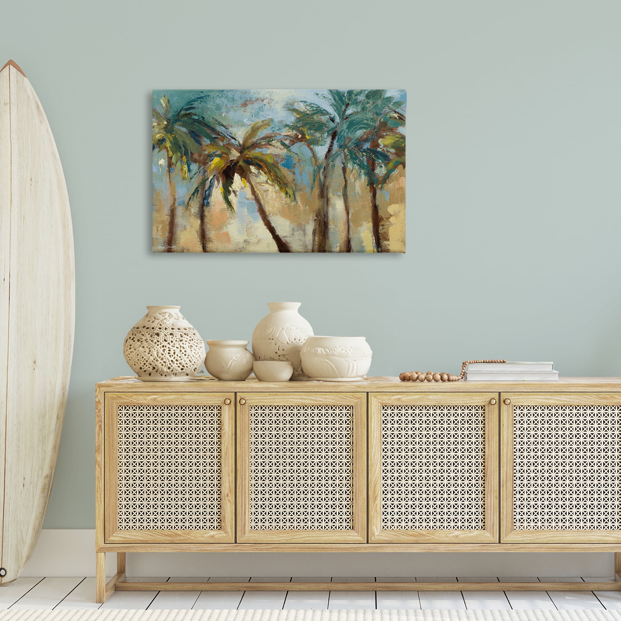 Stupell Industries Abstract Brushed Palms Botanical & Floral Painting Gallery Wrapped Canvas Art Print Wall Art, 36 x 24