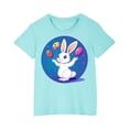 thumbnail image 4 of hengsof Kids Girls Easter Themed Short Sleeve T-Shirt , Girls Holiday Printed Casual Crew Neck Top, Comfortable Soft Cotton Shirt, Ages 3-10, 4 of 4