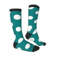 thumbnail image 4 of Lsque Teal And White Polka Dot Printed Crew Socks Men's Women's LightWeight Thin Casual Calf Socks ,Knee High Socks,Cotton Socks, 4 of 9