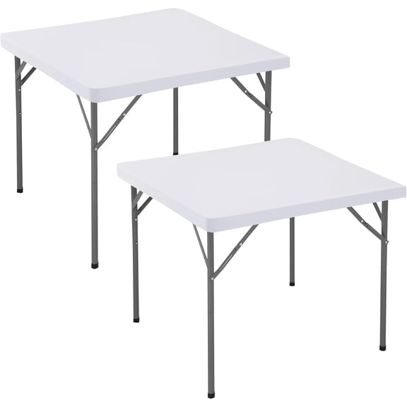 Fitted Square Tablecloth 42x42 Inch-2 Pack White Card Elastic Spandex Table Covering-Small Stretch Folding Cloths Topper Cap for Kitchen Dining Picnic Patio Outdoor Party Tables