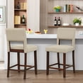 thumbnail image 2 of Gymax 4-Piece Linen Fabric Counter Height Bar Stool Set w/ Back & Rubber Wood Legs Beige, 2 of 9