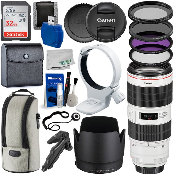 Canon EF 70-200mm f/2.8L IS III USM Lens with Essential Accessory Bundle - Includes: Canon LZ1326 Lens Case, Canon ET-87 Lens Hood, SanDisk Ultra 32GB Memory Card, 3 Piece Filter Kit, ND Filter & MORE