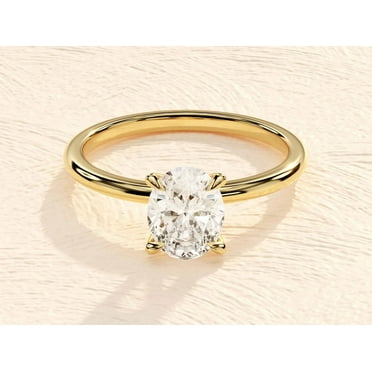 2ct Oval Cut Solitaire Moissanite 4 Prong Engagement Promise Ring 14k Yellow Gold Over (6.5 no)