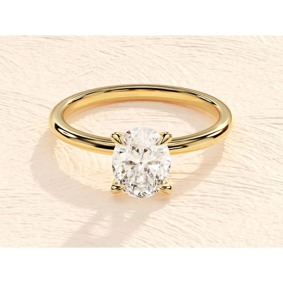 2ct Oval Cut Solitaire Moissanite 4 Prong Engagement Promise Ring 14k Yellow Gold Over (7 no)