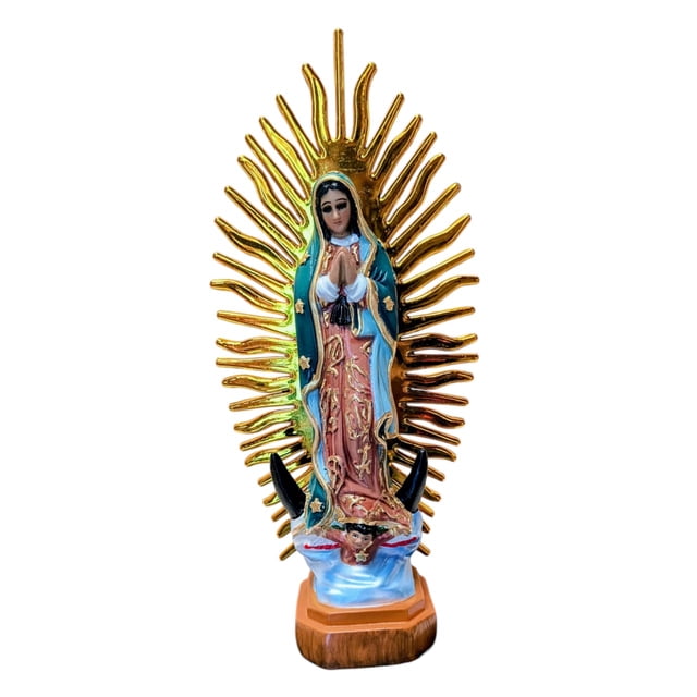 Virgen de Guadalupe de Resina Pintada Policromia Decoratica Clasica 22cm