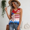 thumbnail image 4 of Iaqnaocc 4th Of July Womens Tank Tops Sleeveless Summer Casual Loose V Neck Pleated Tank Tops Patriotic American Flag Floral Print Retro Outfits Multicolor L, 4 of 6