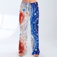 thumbnail image 2 of 250 Years Pants for Women Patriotic Star USA Flag Print Elastic High Waist Pants Wide Leg Relaxed Fit Home Wear Breathable Lounge Pants, #01 Dark Blue, L, 2 of 5